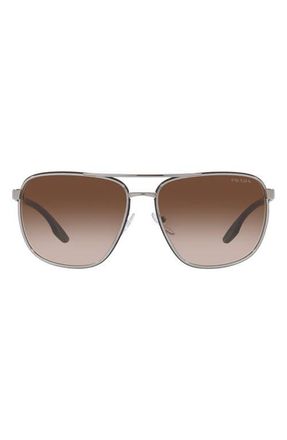Prada 62mm Gradient Oversize Pilot Sunglasses in Gunmetal at Nordstrom