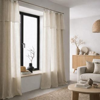 Febronie Visillo panel - juego de 2 algod&oacute;n 140x290 beige grisaceo