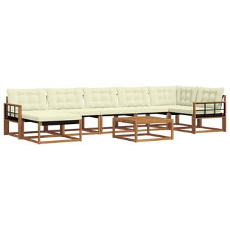 vidaXL Conjunto De Sof&aacute;s De Exterior Con Coj&iacute;n 22 Pcs Natural Y Crema Vidaxl