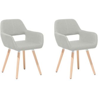 Beliani Beliani - Set di 2 Sedie da Pranzo in Tessuto Grigio Chiaro Gambe in Legno Chiaro Chicago