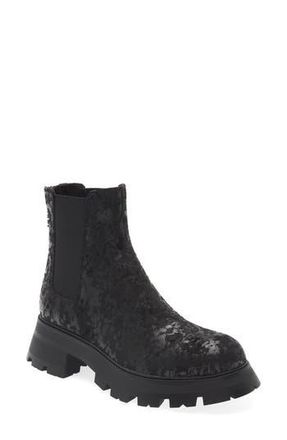DKNY Sasha Lug Chelsea Boot in Black Cracked Leather at Nordstrom Rack, Size 6.5
