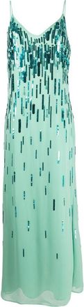 Amen sequin-embellished V-neck gown - women - Viscose/Polyester - 42 - Green