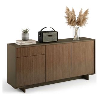 Dmora Aparador Agrifoglio, Aparador De Sal&oacute;n, Buffet De Sal&oacute;n Con 3 Puertas Y 1 Caj&oacute;n, 100% Made In Italy, 170x42h78 Cm, Marr&oacute;n Y Nogal - Dmora