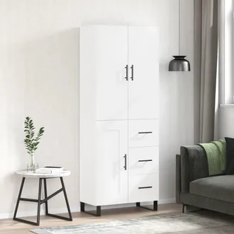 vidaXL Vidaxl - Aparador Alto Madera Contrachapada Blanco 69,5x34x180 Cm