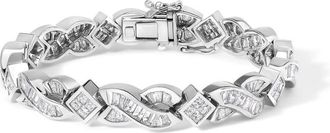 House of Brilliance 14K White Gold 8 1/5 Cttw Diamond Geometric Link Twist Tennis Bracelet