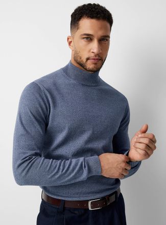 Le 31 Mens TENCEL TM modal and organic cotton mock-neck sweater