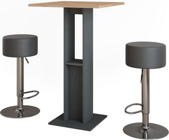 Vicco Set di tavoli da bar Repose, Quercia dorata/antracite, 65 x 65 cm con 2 sgabelli da bar, Vicco