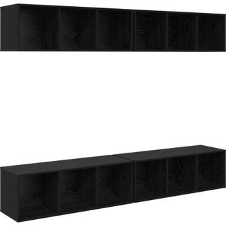 vidaXL Vidaxl - Mueble De Tv De Pared 4 Pcs Roble Negro 37 X 37 X 107.5 Cm