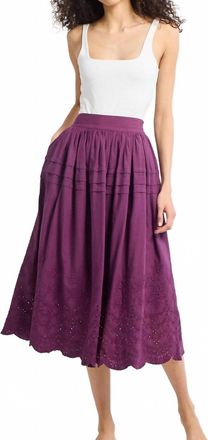 Mille Leonie Midi Skirt In Plum Eyelet