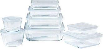 Pyrex Platos De Conservacif3n Pyrex Cook & Freeze 8 Piezas Vidrio Rectangulares Tapas Blancas
