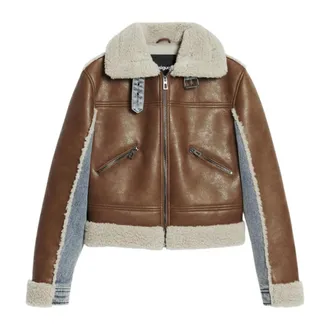 Desigual Light Jackets, female, Beige, M, Teddy design womens coat