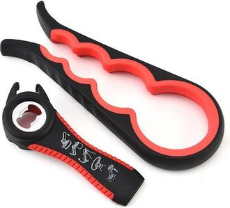 OEM Abridor Multiusos 7 En 1, Abridor De Frascos Y Botellas Multifuncional, Abridor De Tapas De Frascos Xl, Ayuda Para Personas Mayores, Negro/rojo