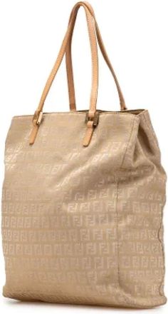 Fendi Pre-owned Tote Bags, female, Beige, Size: ONE SIZE Pre-owned Canvas Tote