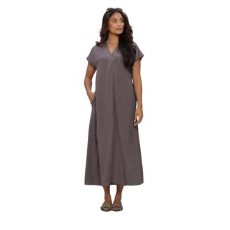 Simple Short Sleeve Dress - Dames - Maxi kleedjes - Grijs - XS - Kleedjes