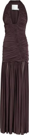 CHRISTOPHER ESBER Ruched Jersey Maxi Dress - Dark Red - 12 (UK12 / M)