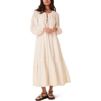 Nobody's Child Adley Long Sleeve Organic Cotton Midi Dress in White at Nordstrom Rack, Size 6