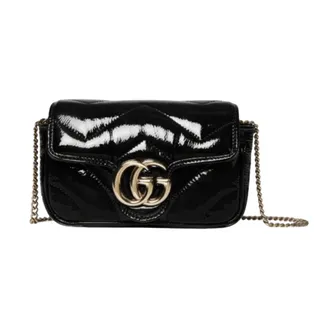 Gucci Tassen, Dames, Zwart, ONE Size, Leer, GG Marmont Mini Bag