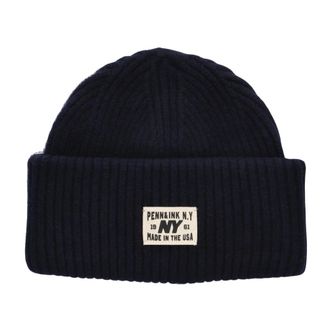Penn & Ink Blauwe Beanie Muts voor Stijlvol Comfort - Dames - Hoeden - Blauw - ONE Size - Wol - Accessoires