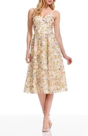 Dress The Population Maren Floral Sequin Fit & Flare Cocktail Dress in Ivory Multi at Nordstrom, Size Xx-Large