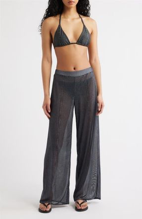 Rag & Bone rb Miramar Mesh Wide Leg Cover-Up Pants in Washed Black at Nordstrom, Size Xx-Small