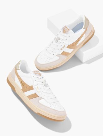 Gola Hawk Sneakers - White/Light Caramel/Gold - 6 1/2 M Talbots