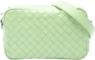 Bottega Veneta Pre-owned Geweven Leren Crossbody Tas - Dames - Vintage Schoudertas - Groen - ONE Size - Leer - Vintage