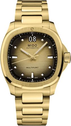 Mido Multifort TV Big Date Automatic Champagne Dial Yellow Gold PVD Mens Watch M049.526.33.021.00