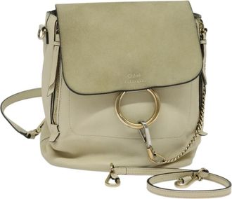 Chlo&eacute; Faye Backpack Leather And Suede Beige Suede Backpack Bag (Pre-Owned)