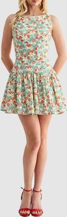 Lush Back Tie Drop Waist Minidress in Strawberry Print at Nordstrom Rack, Size Medium