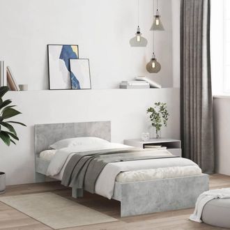 Berkfield Home Durable Bed Frame without Mattress with LED Lights Concrete Grey