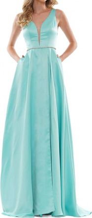 Colors Dress A-Line With Beaded Belt Gown In Mint