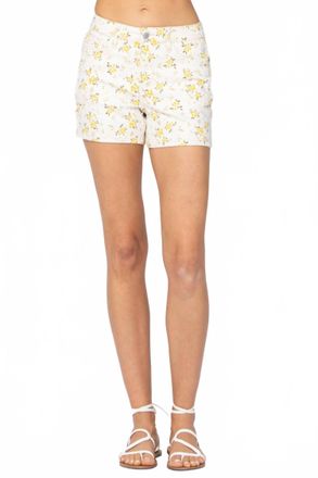 Judy Blue Mid-Rise Flower Print Shorts In White/yellow