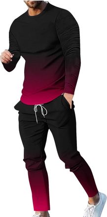 Generic Mens Tracksuits Fleece Full Set Baggy Athletic Sweat Suits Full Sleeve Contrast Fleece Top & Bottom Cord Set Zip Hooded Jogging Suit Thermal Fleece Wa