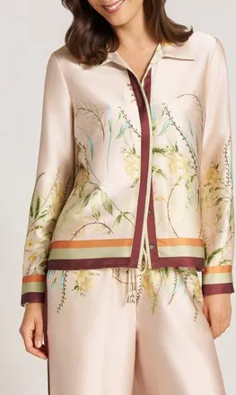 Matty M Palmera Button Down Shirt in Natural at Nordstrom, Size X-Small