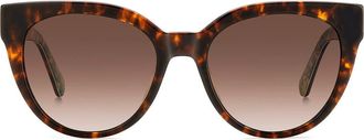 Kate Spade New York Javana 54mm Polarized Round Cat Eye Sunglasses in Havana at Nordstrom Rack