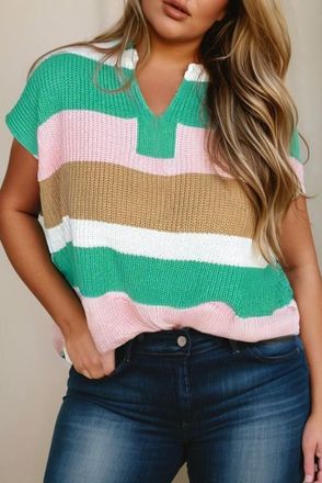 Azura Exchange Gestreepte Korte Mouwen Brei Top