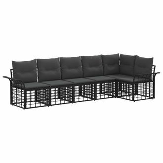 vidaXL Conjunto De Sof&aacute;s De Exterior 6 Pcs Negro Y Gris Oscuro Vidaxl