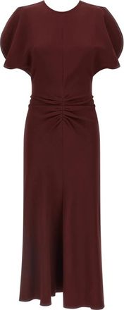 Victoria Beckham Bela Fluid Cady Midi-jurk - Dames - Casual kleedjes - Bruin - S - Kleedjes
