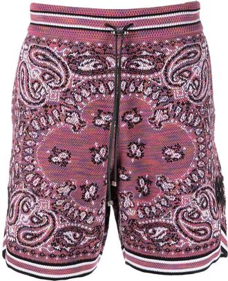 Amiri paisley-print track shorts - men - Cotton - XXXL - Purple