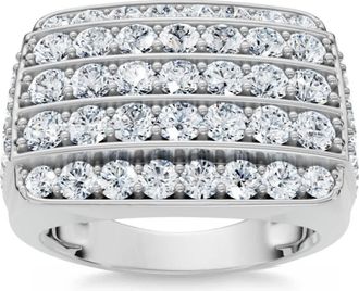 Pompeii3 3Ct Wide Diamond Mens Ring 14k White or Yellow Gold Lab Grown