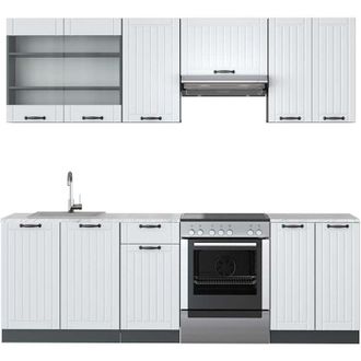 Vicco Mueble De Cocina Fame-line, Casa De Campo Blanca/antracita, 240 Cm, Et M&aacute;rmol