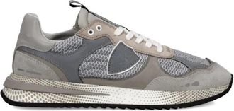 Philippe Model Grijze Stof Leren Schapenvacht Sneakers - Heren - Sneakers - Grijs - 40 EU - Leer - Schoenen
