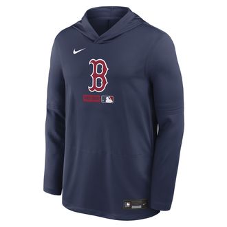 Nike Boston Red Sox Authentic Collection Nike Mens Dri-FIT MLB Long-Sleeve Hooded Top in Blue | 03B944BBQ-S9Q