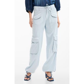 Desigual Frayed Cargo Pants in Light Blue at Nordstrom, Size X-Large