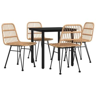 Berkfield Home Beautiful 5 Piece Garden Dining Set Poly Rattan in Brown