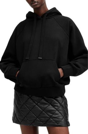 AllSaints Talon Underground Sequin Logo Hoodie in Black at Nordstrom, Size X-Small