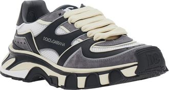 Dolce & Gabbana Leather and Suede Colorblock Sneaker - White