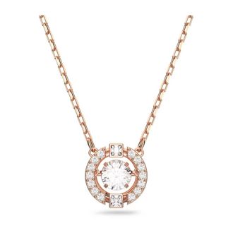 Swarovski Ketting Ronde Slijpvorm Wit Ros&eacute;goud - Dames - Kettingen - Roze - ONE Size - Accessoires