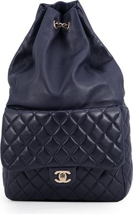 Chanel Matelasse Navy Leather Backpack (Pre-Owned)