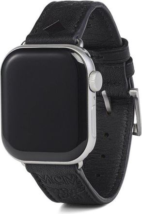 MCM Apple Watch Band in Embossed Monogram Leather in Black at Nordstrom